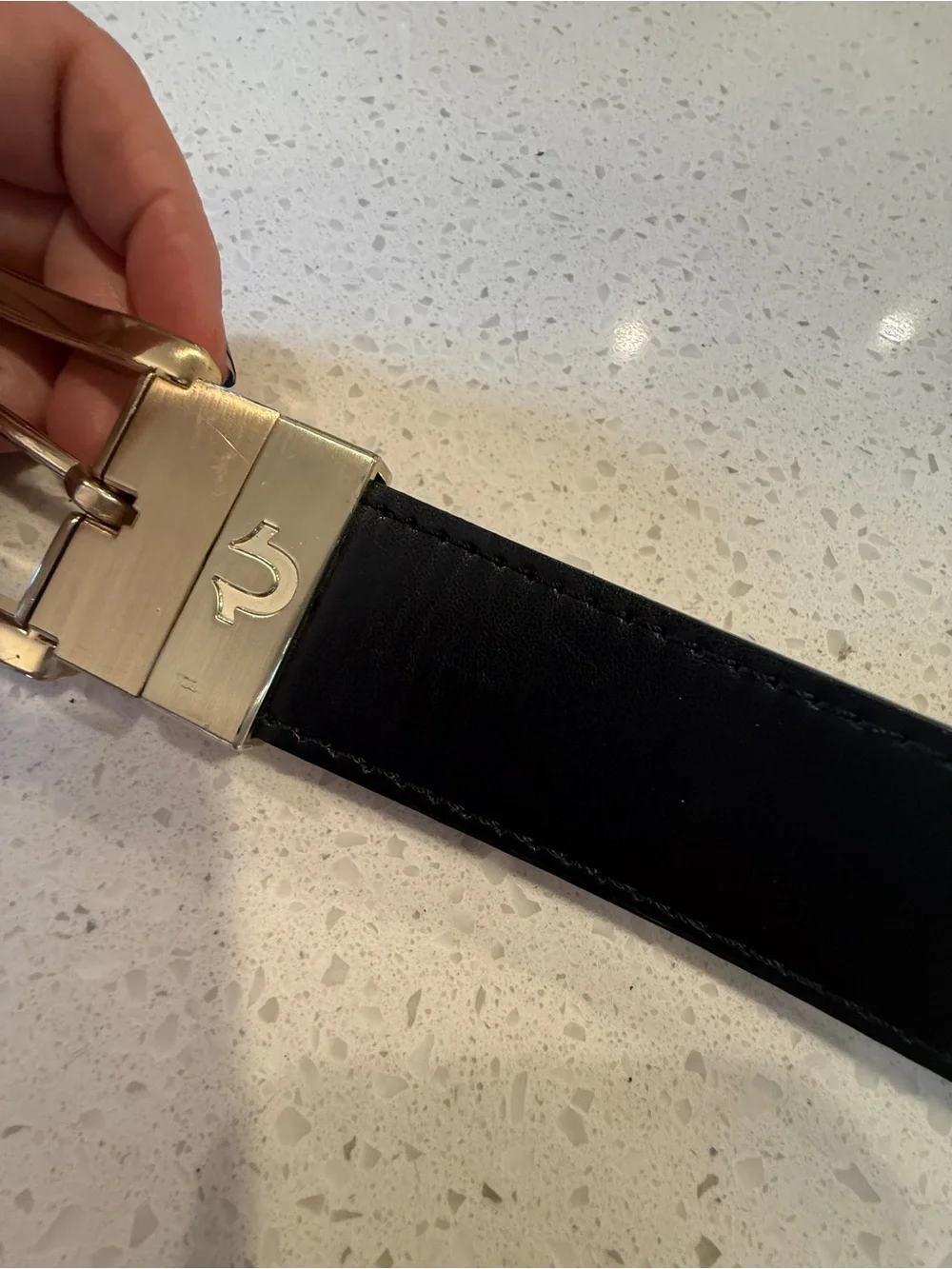 True Religion Reversible LUMIN NOVA REV. BELT WITH GOLD Roller Buckle Size 32